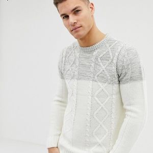 Asos contrast cable rib sweater men size medium
